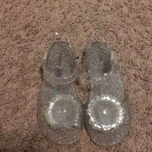 Clear sparkle jelly sandals sz 9